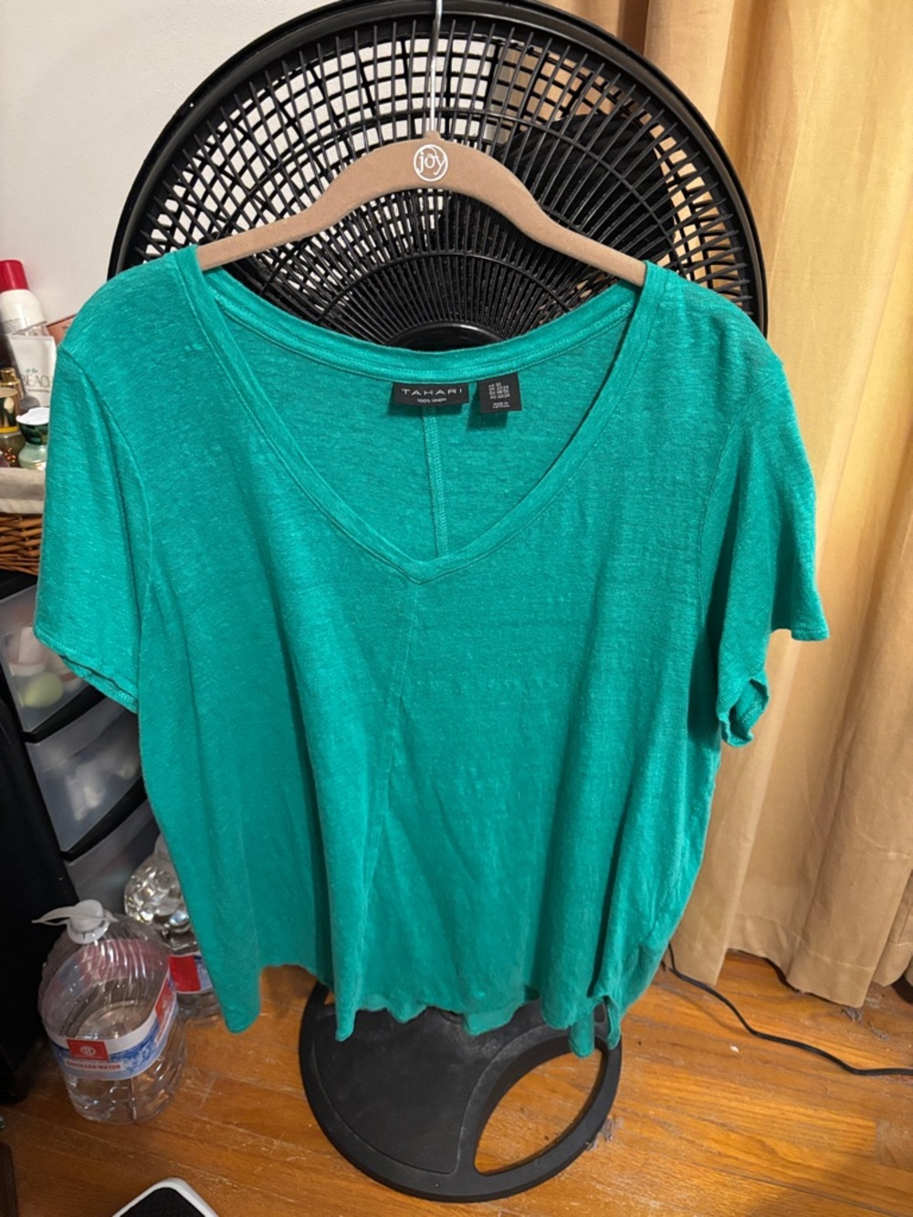 Tahari Teal V-Neck Short Sleeve Women's Top